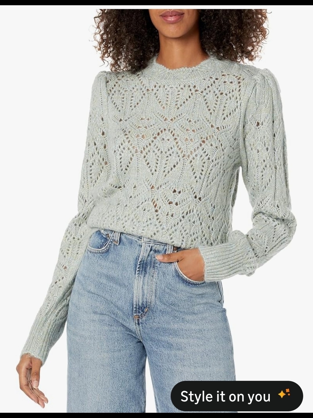 NWOT Astr Evy Open-Knit Sweater — Sage Green